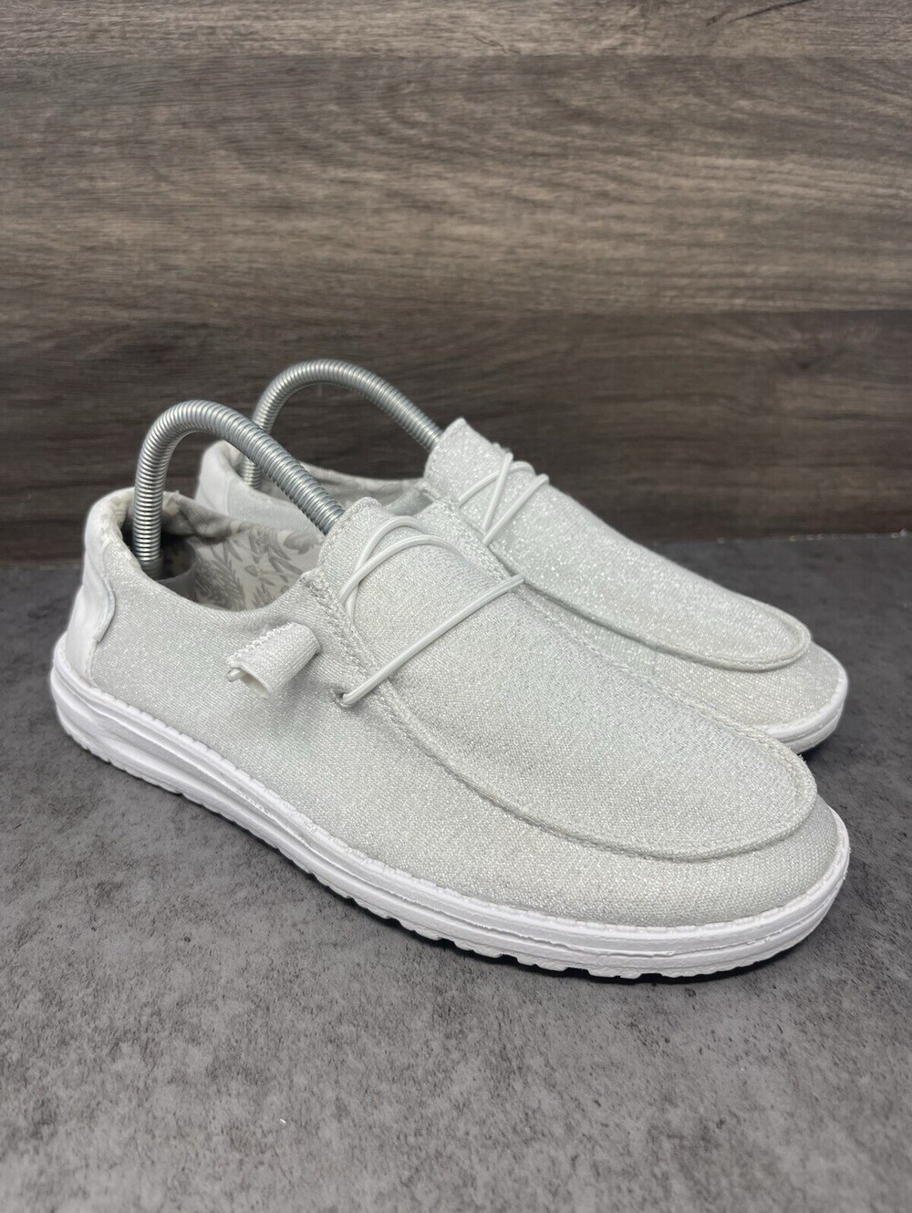 Hey Dude Wendy Sparkling White Shoes Womens Size 9 Slip On Comfort - Picture 4 of 10